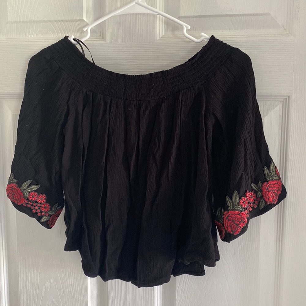 Forever21 Black Floral T-Shirt